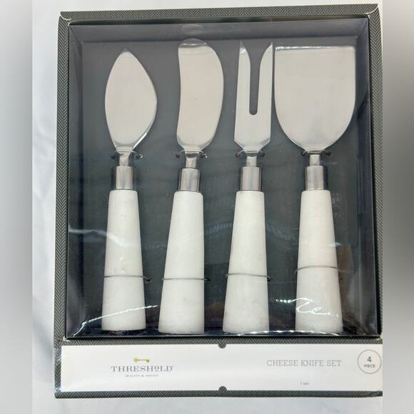 Marble Handle Cheese Knife Set – 4 Piece Stainless Steel Gift Set - Picture 1 of 2